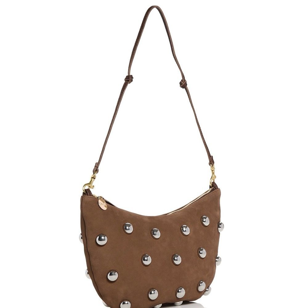 Clare V Lune Studded Bag Choco Bar with Studs